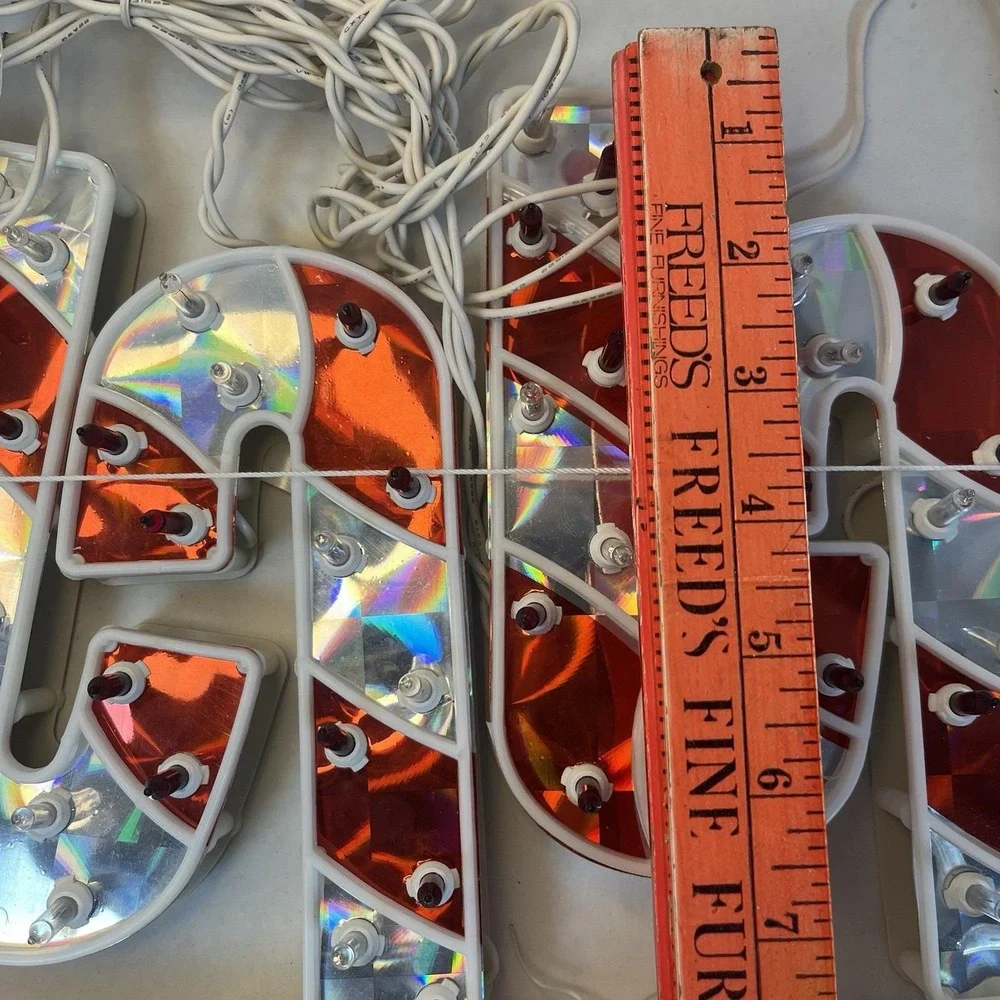 Vintage Holographic String Christmas‎ Candy Cane Lights Large 7